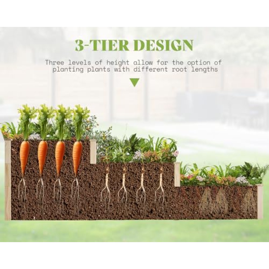Outdoor 3-Tier Raised Garden B - Gardening Tools Vegetables 评论和价格