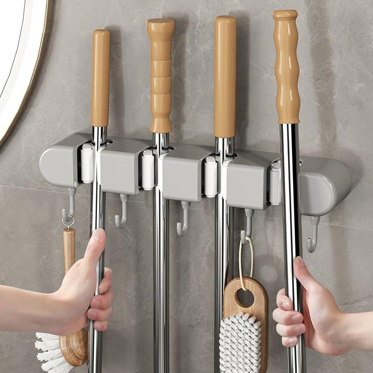 Broom Mop Holder Wall Mount, H - Gardening Tools Types 评论和价格