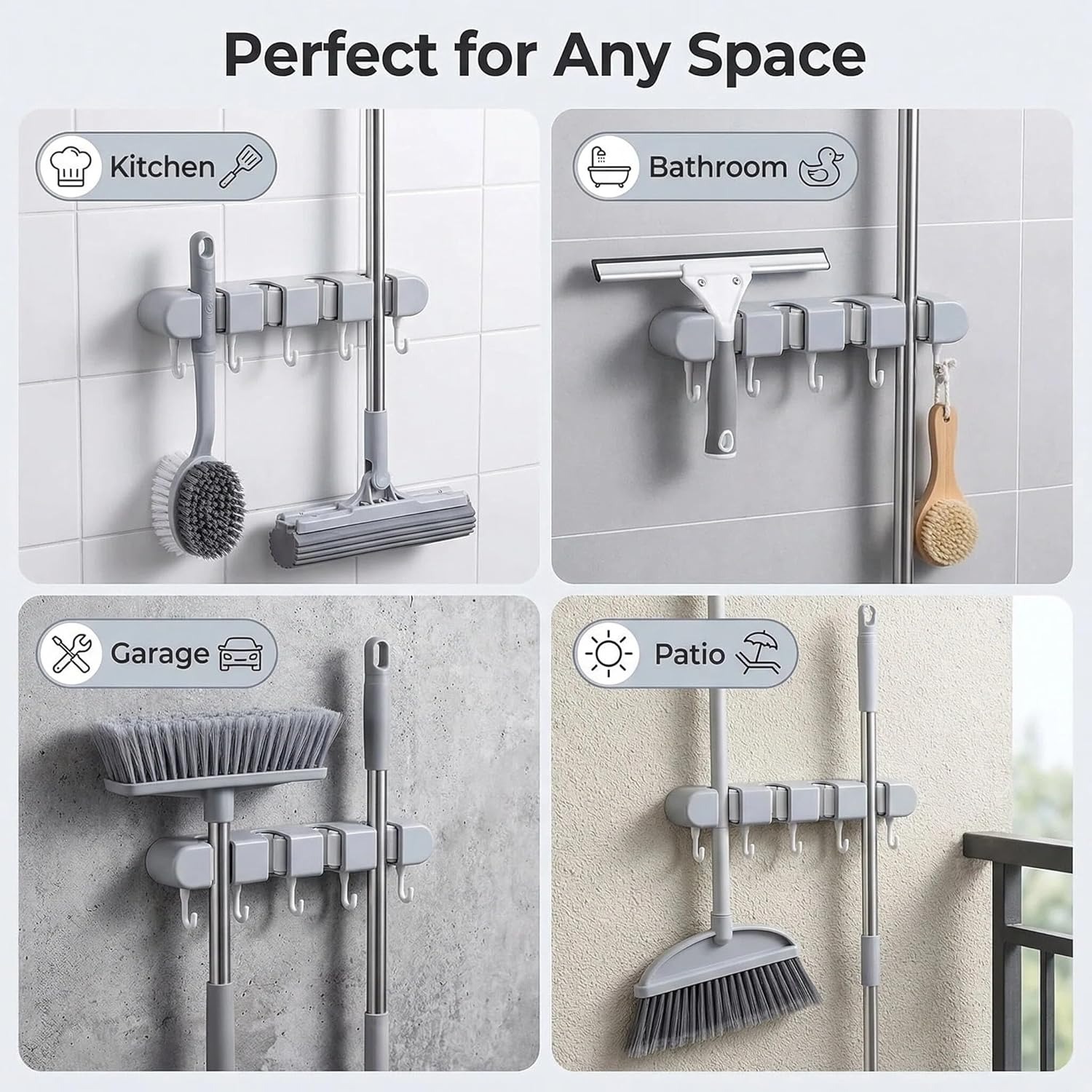 Broom Mop Holder Wall Mount, H - Gardening Tools Types 评论和价格