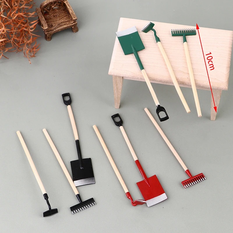 3Pcs 1:12 Dollhouse Miniatures - Gardening Tools Spade 评论和价格