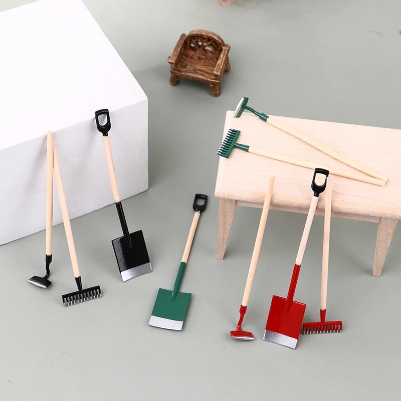 3Pcs 1:12 Dollhouse Miniatures - Gardening Tools Spade 评论和价格